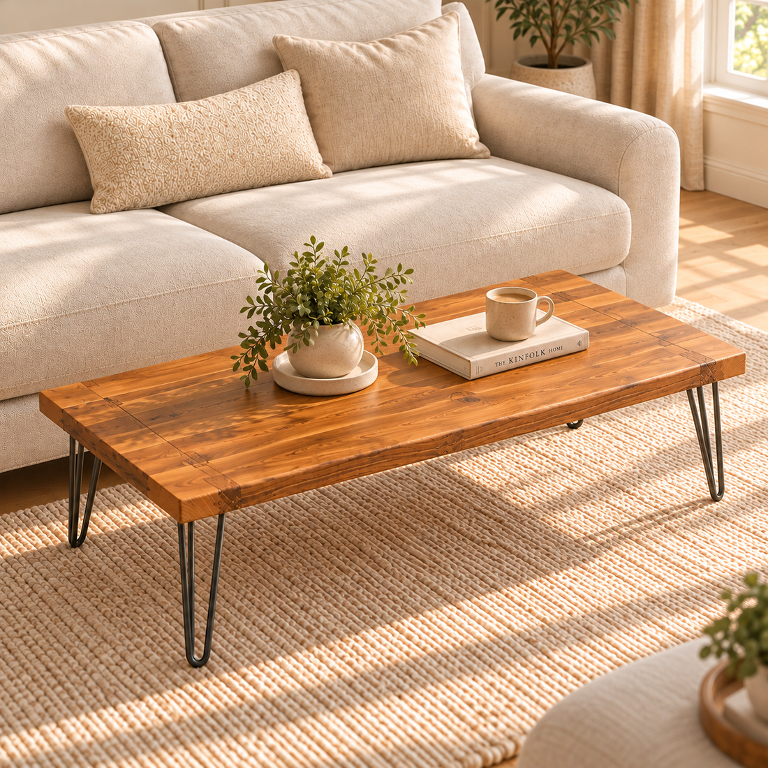 
                      
                        Modern Industrial Solid Oak Coffee Table
                      
                    