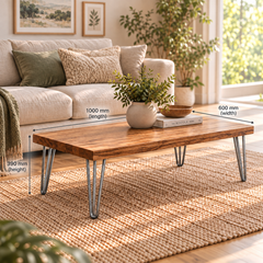 Modern Industrial Solid Oak Coffee Table