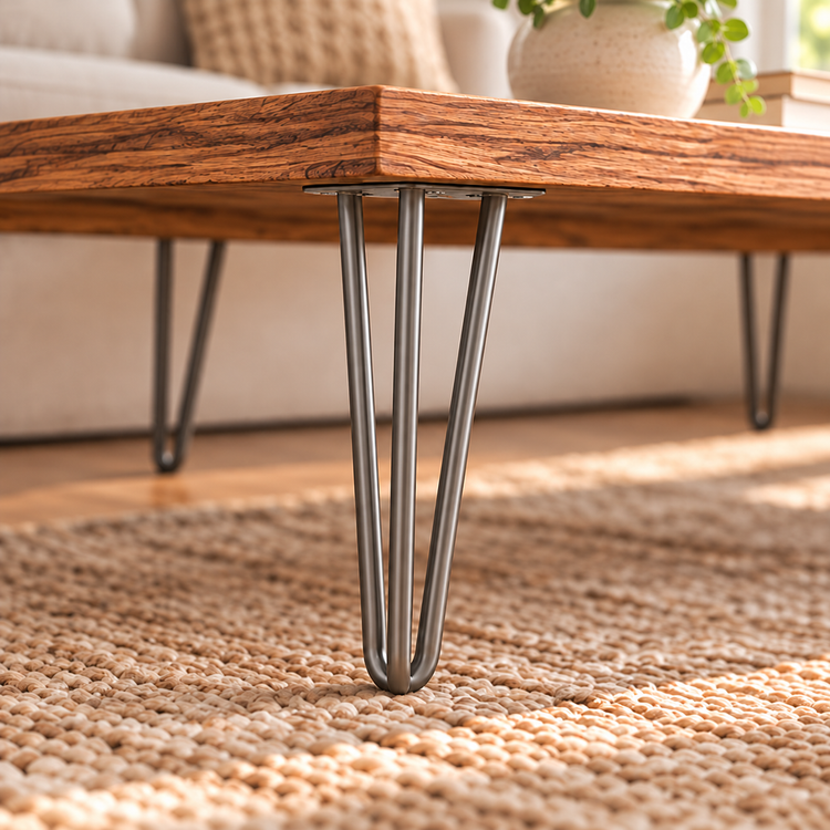 Modern Industrial Solid Oak Coffee Table