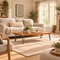 Modern Industrial Solid Oak Coffee Table