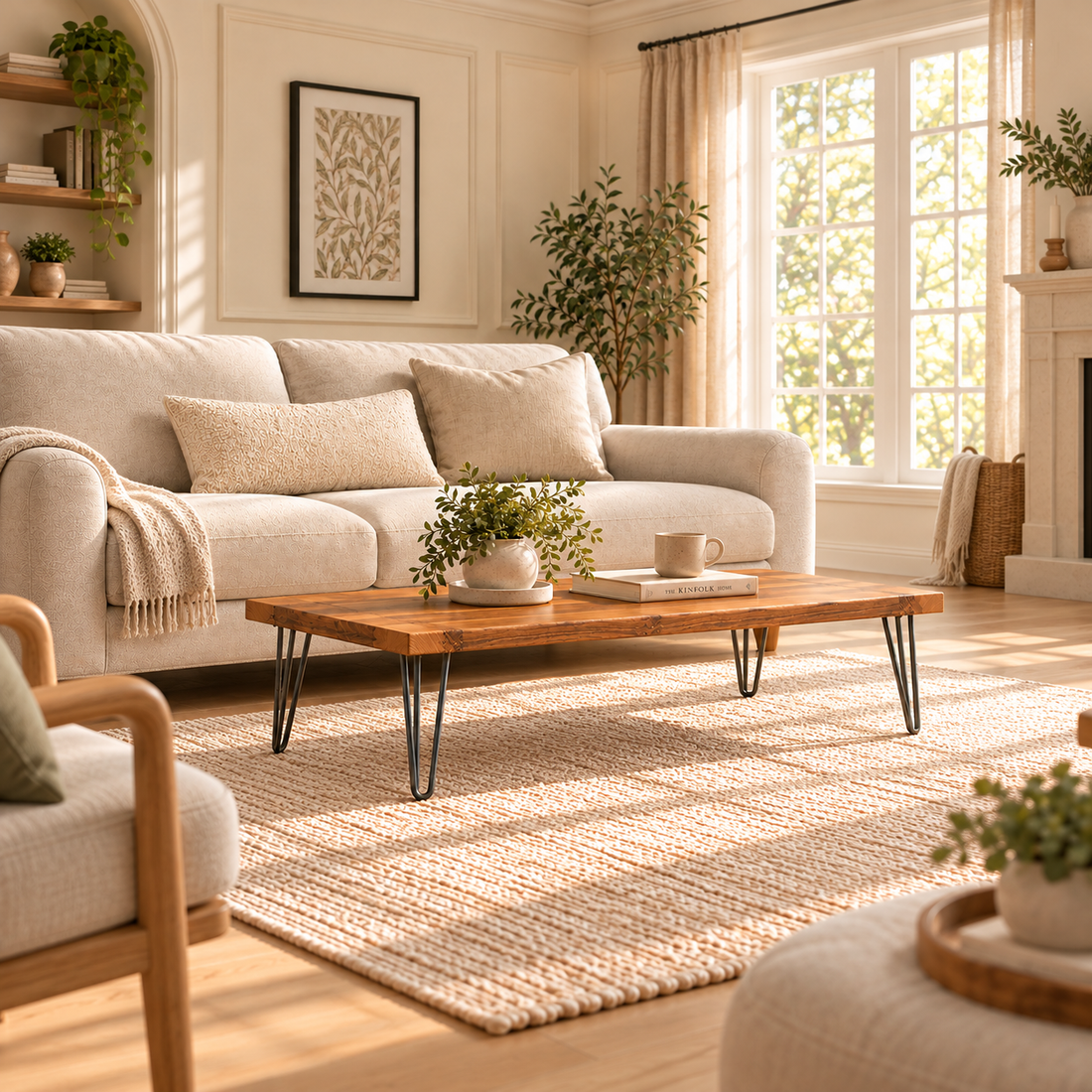 
                      
                        Modern Industrial Solid Oak Coffee Table
                      
                    