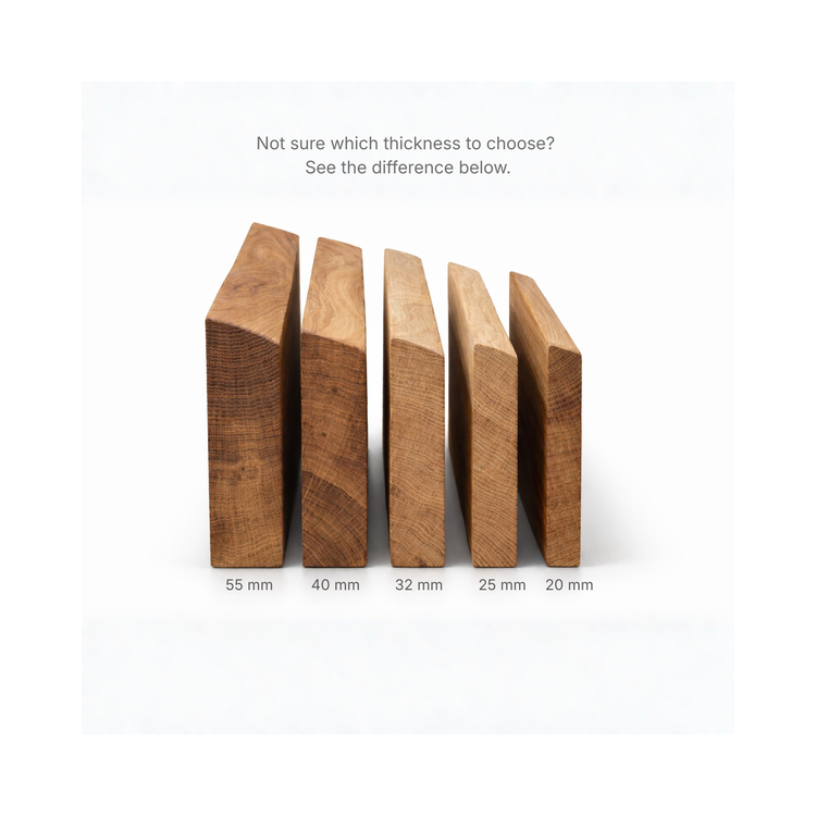 Solid Oak Chopping Board – James Martin Style Butchers Block (Custom Size, Square or Live Waney Edge)