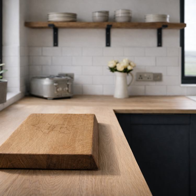 Solid Oak Chopping Board – James Martin Style Butchers Block (Custom Size, Square or Live Waney Edge)