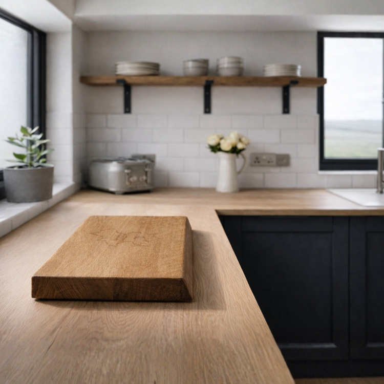 Solid Oak Chopping Board – James Martin Style Butchers Block (Custom Size, Square or Live Waney Edge)