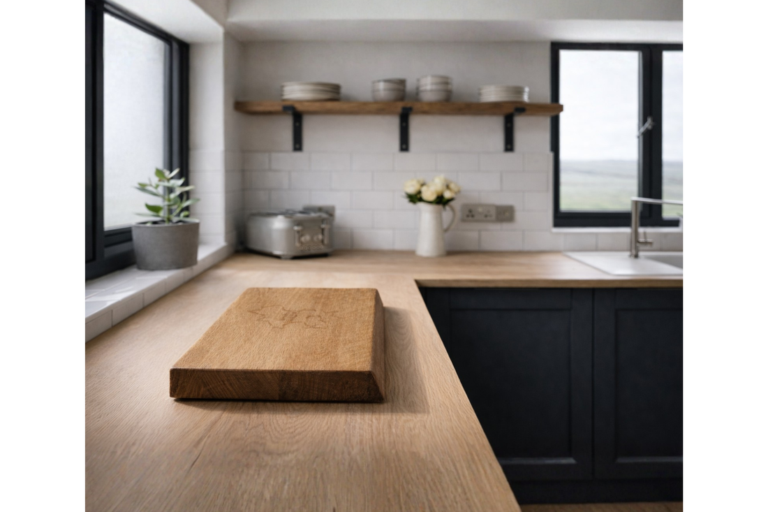 
                      
                        Solid Oak Chopping Board – James Martin Style Butchers Block (Custom Size, Square or Live Waney Edge)
                      
                    