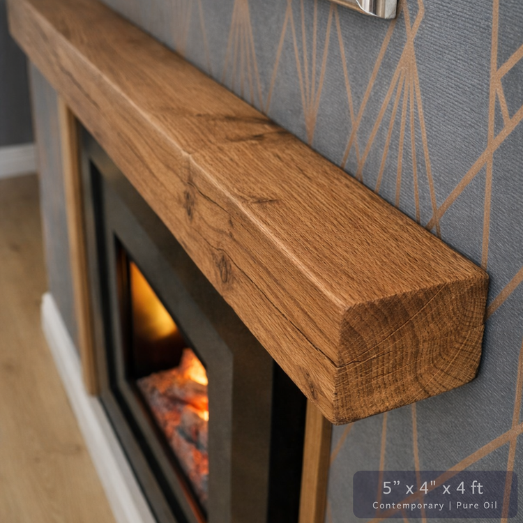Solid Oak Fireplace Beam – Handcrafted Oak Mantelpiece (UK)