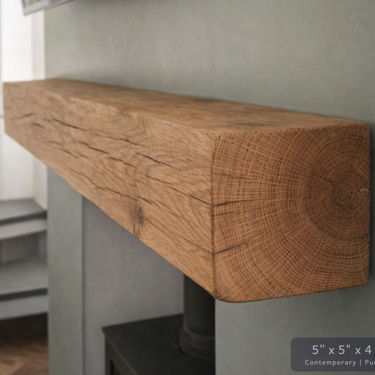 Solid Oak Fireplace Beam – Handcrafted Oak Mantelpiece (UK)