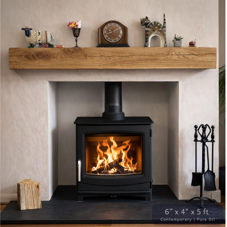 Solid Oak Fireplace Beam – Handcrafted Oak Mantelpiece (UK)