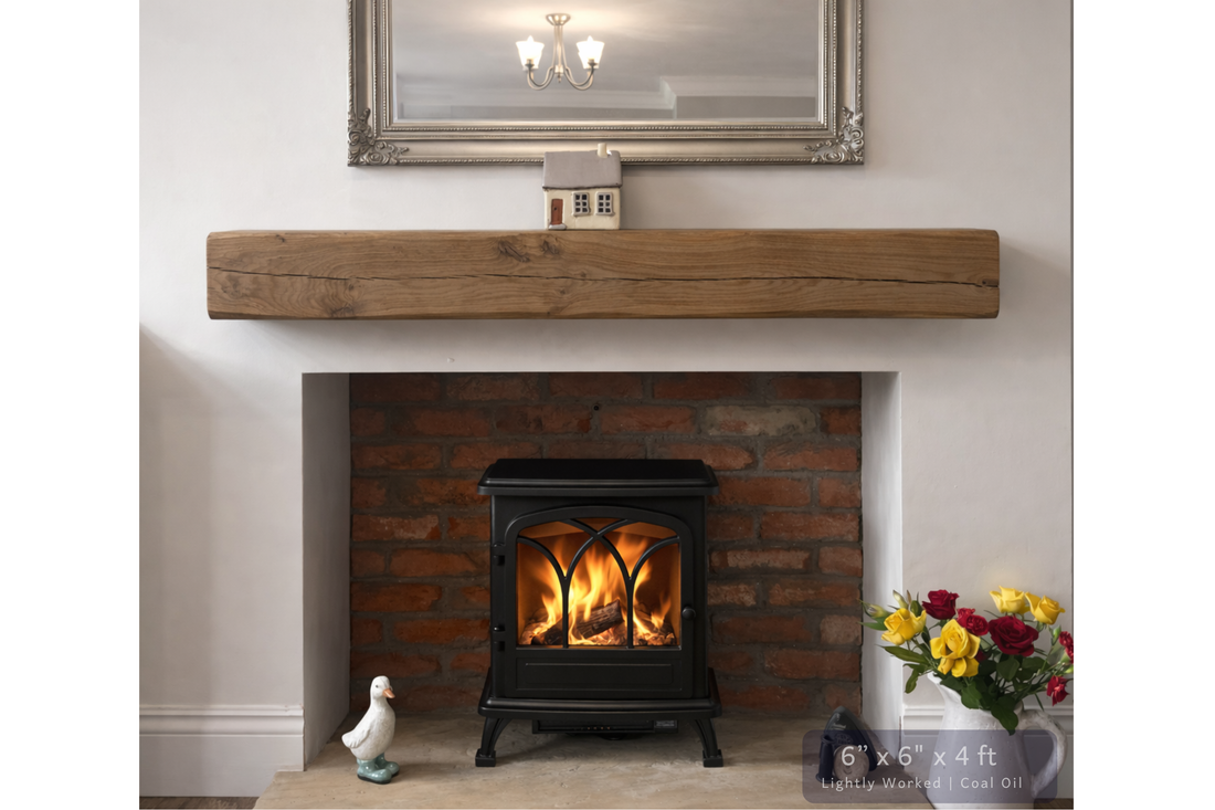 
                      
                        Solid Oak Fireplace Beam – Handcrafted Oak Mantelpiece (UK)
                      
                    