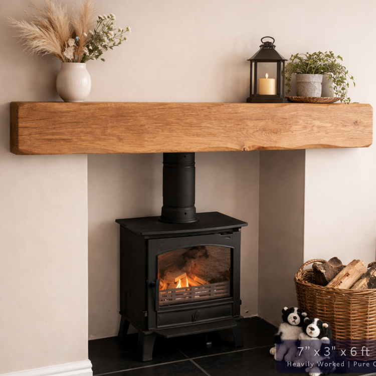 Solid Oak Fireplace Beam – Handcrafted Oak Mantelpiece (UK)