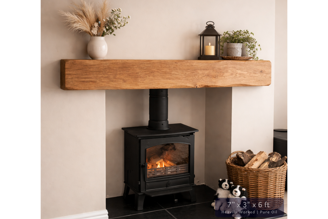 
                      
                        Solid Oak Fireplace Beam – Handcrafted Oak Mantelpiece (UK)
                      
                    