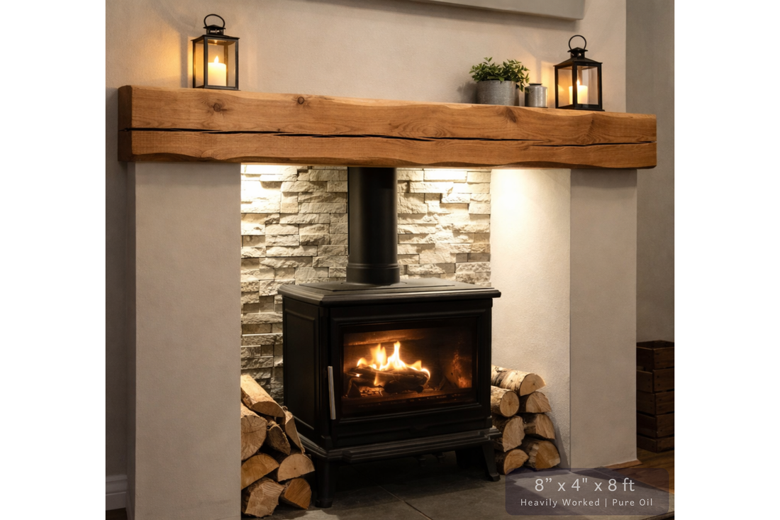
                      
                        Solid Oak Fireplace Beam – Handcrafted Oak Mantelpiece (UK)
                      
                    