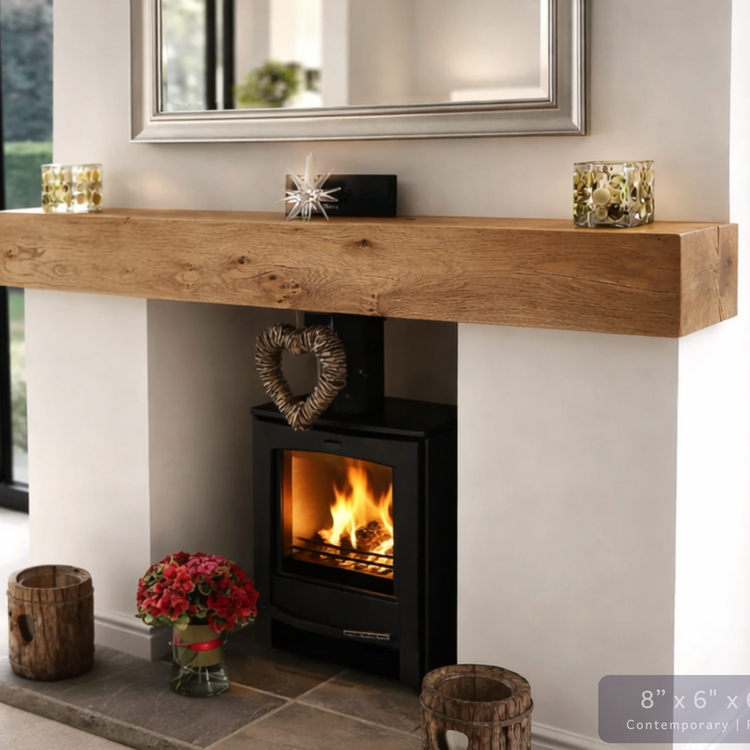 Solid Oak Fireplace Beam – Handcrafted Oak Mantelpiece (UK)