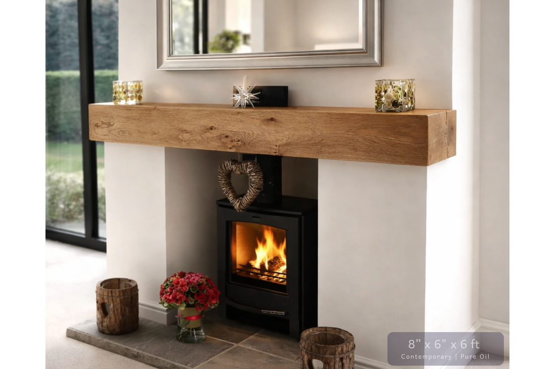 
                      
                        Solid Oak Fireplace Beam – Handcrafted Oak Mantelpiece (UK)
                      
                    
