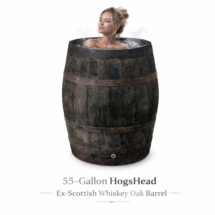 Authentic Oak Barrel Ice Baths – Real Wine & Whisky Barrels for Cold Water Plunge Therapy