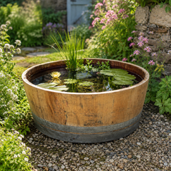 Watertight Oak Barrel Pond & Water Garden Feature