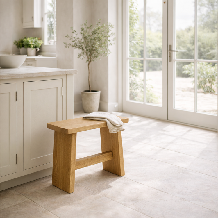 Solid Oak Stool / Bench – Handmade from Prime French Oak