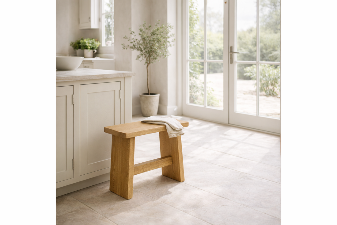 
                      
                        Solid Oak Stool / Bench – Handmade from Prime French Oak
                      
                    