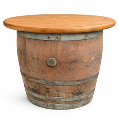 Round Wine Barrel Table with Handmade Barrel Stools