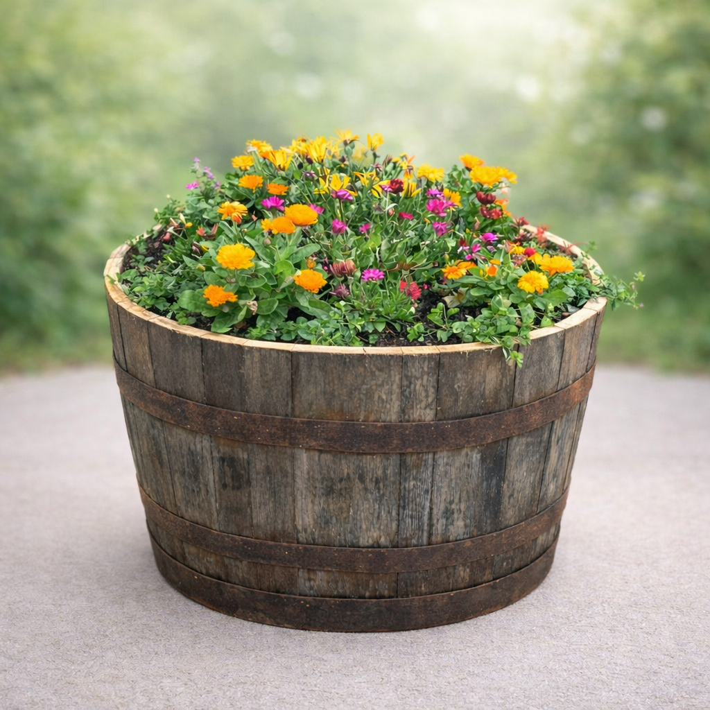 Genuine Scotch Oak Whisky Half Barrel Planters