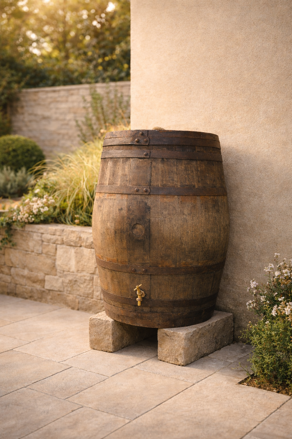 Genuine Solid Oak Whisky Barrel Water Butts