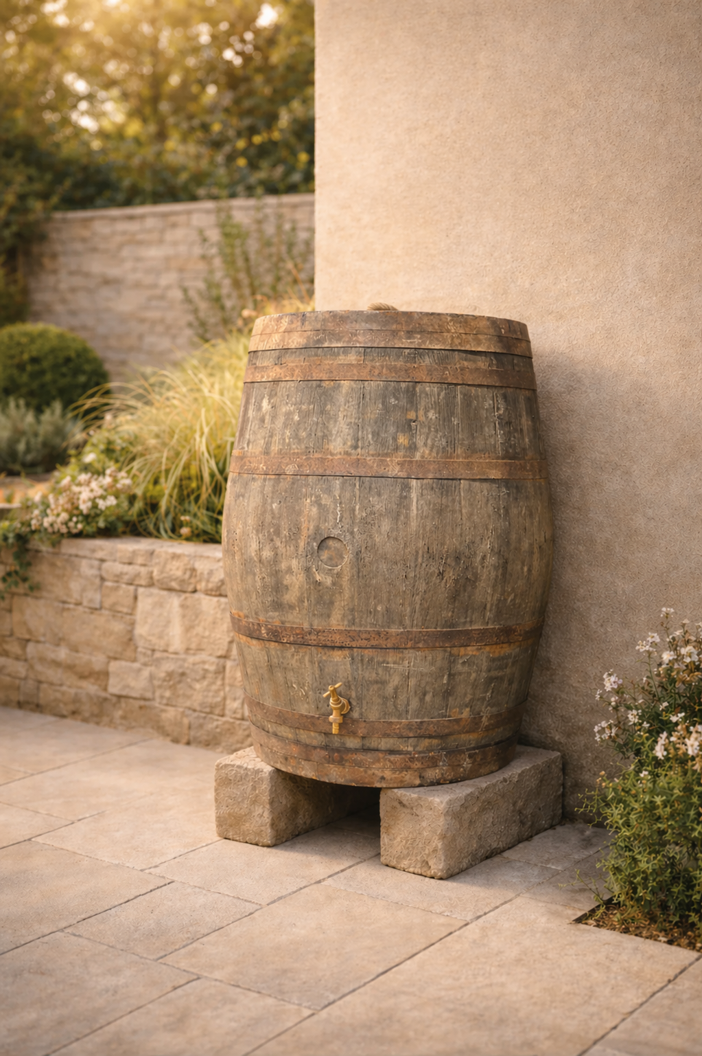 Genuine Solid Oak Whisky Barrel Water Butts