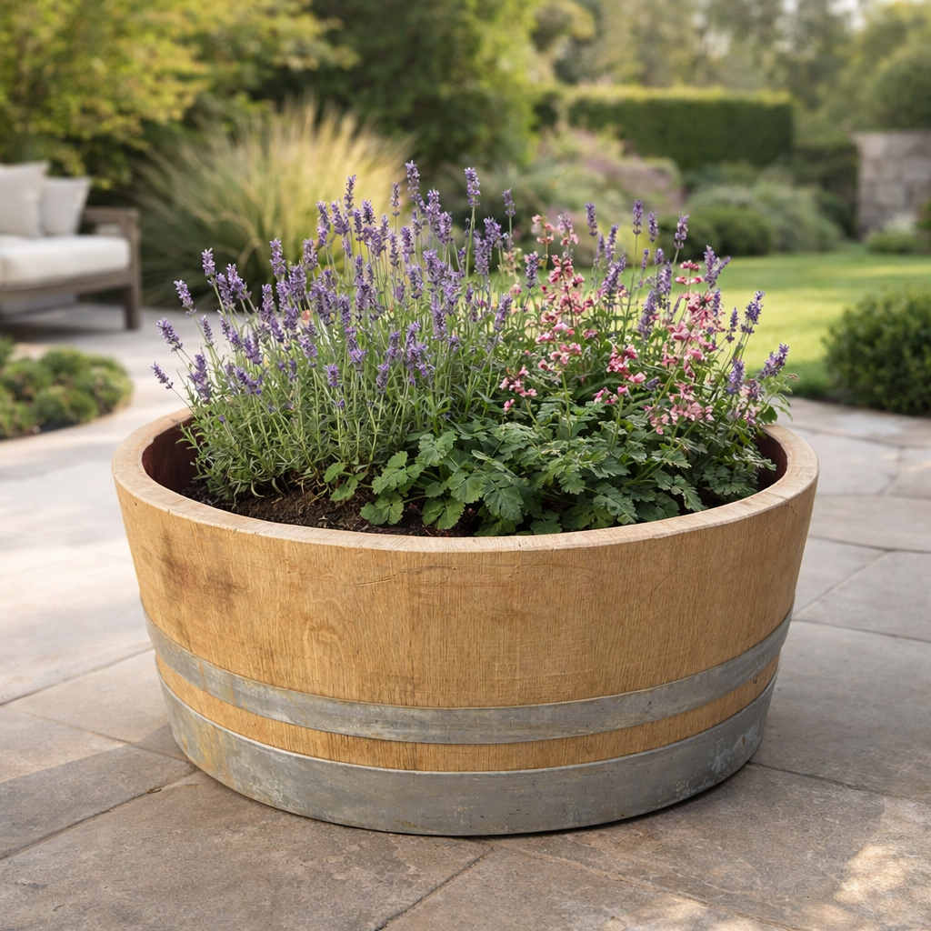 
                      
                        Genuine French Oak Wine Barrel Planters
                      
                    