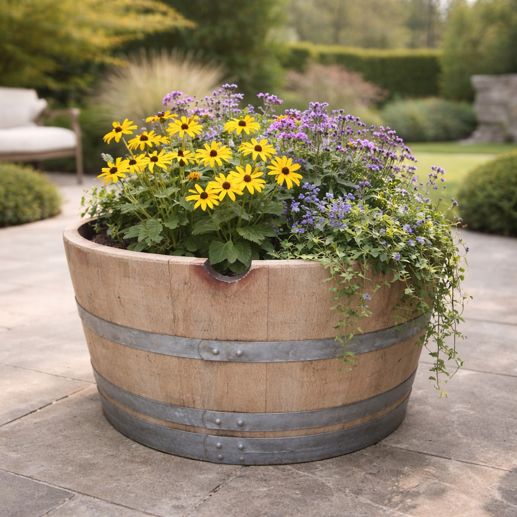 
                      
                        Genuine French Oak Wine Barrel Planters
                      
                    