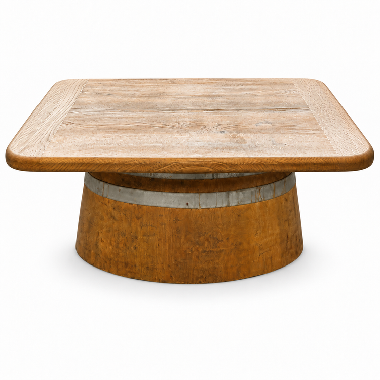Round Wine Barrel Table with Handmade Barrel Stools
