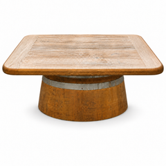 Round Wine Barrel Table with Handmade Barrel Stools