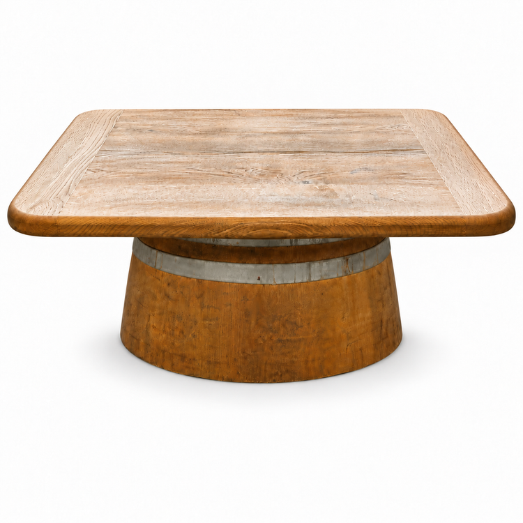 Round Wine Barrel Table with Handmade Barrel Stools