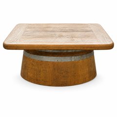 Round Wine Barrel Table with Handmade Barrel Stools
