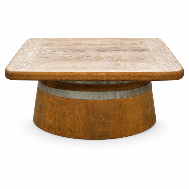 Round Wine Barrel Table with Handmade Barrel Stools