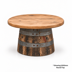 Round Wine Barrel Table with Handmade Barrel Stools