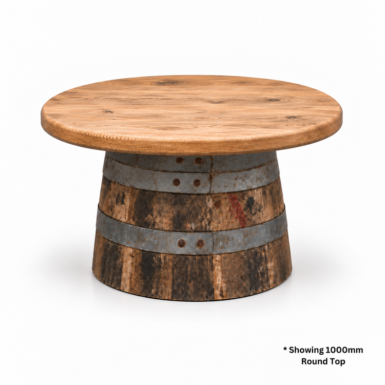Round Wine Barrel Table with Handmade Barrel Stools
