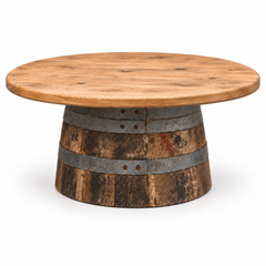 Round Wine Barrel Table with Handmade Barrel Stools