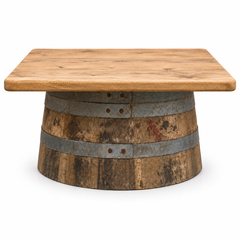 Round Wine Barrel Table with Handmade Barrel Stools