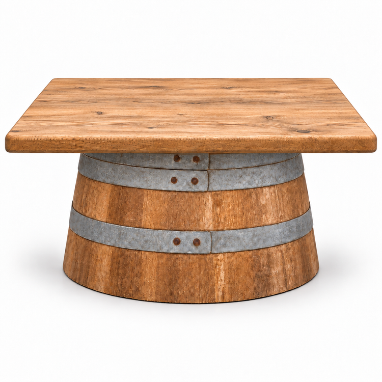 Round Wine Barrel Table with Handmade Barrel Stools