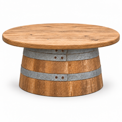 Round Wine Barrel Table with Handmade Barrel Stools