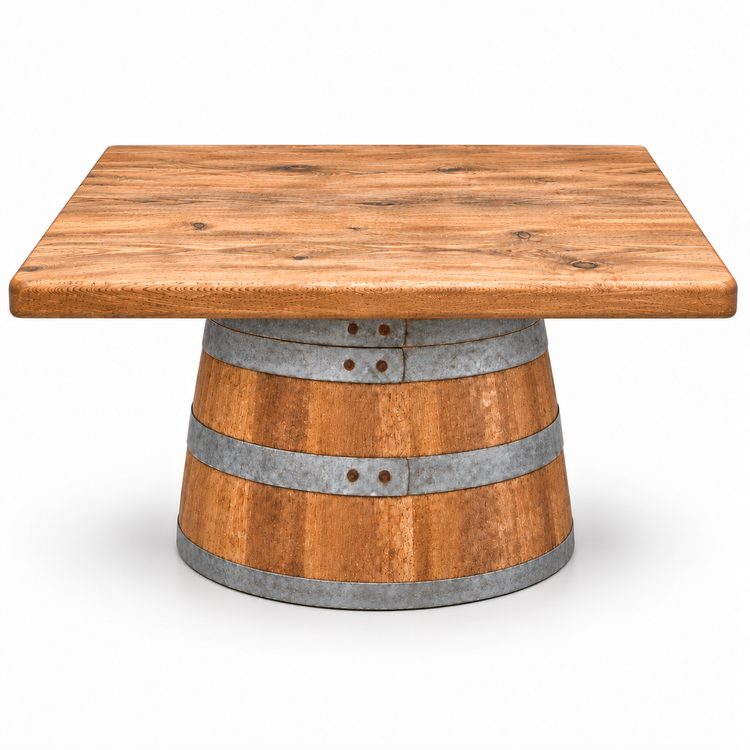Round Wine Barrel Table with Handmade Barrel Stools
