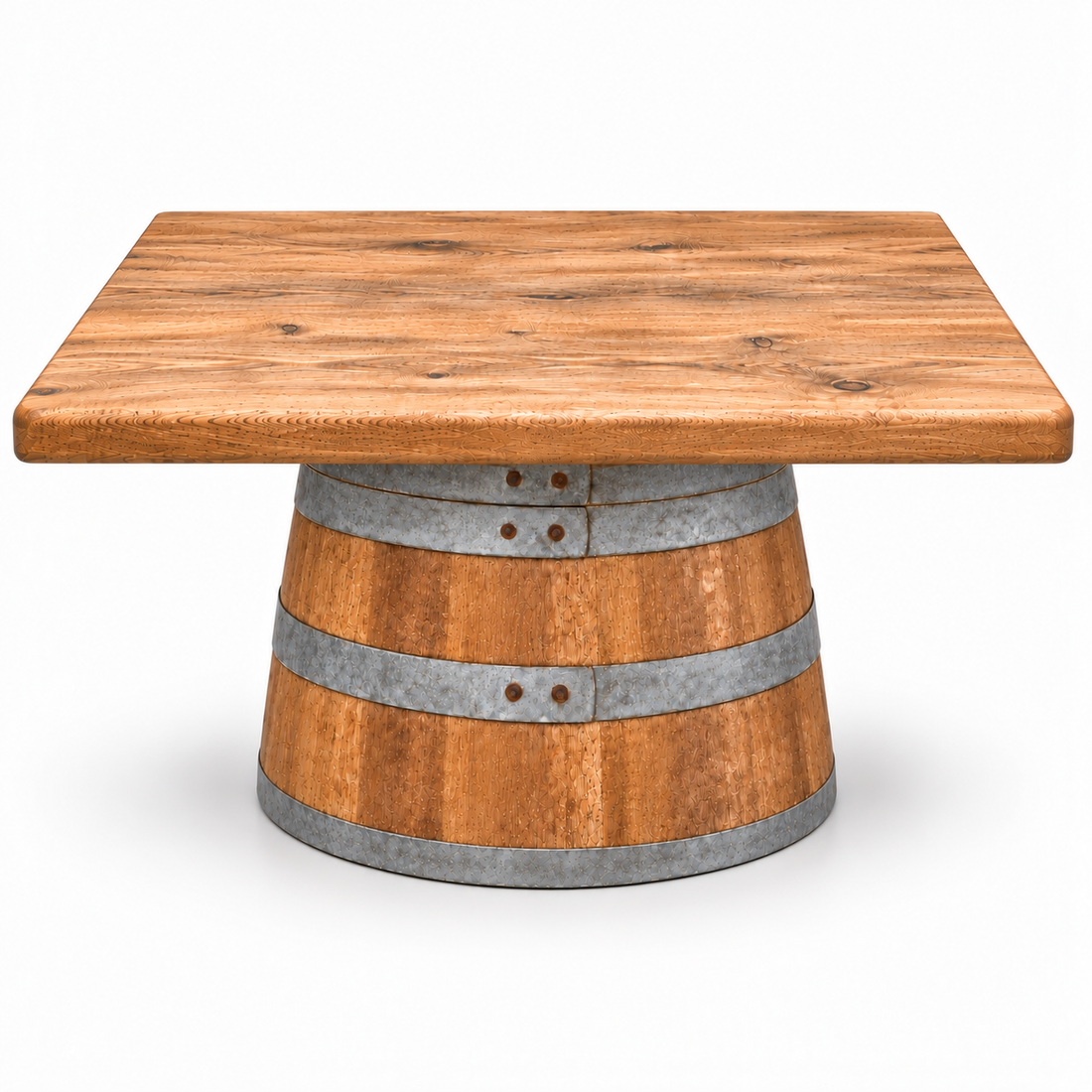
                      
                        Round Wine Barrel Table with Handmade Barrel Stools
                      
                    