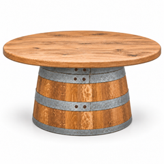 Round Wine Barrel Table with Handmade Barrel Stools