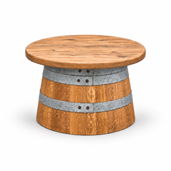 Round Wine Barrel Table with Handmade Barrel Stools