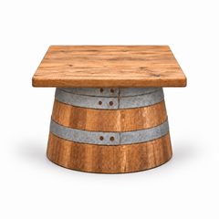 Round Wine Barrel Table with Handmade Barrel Stools