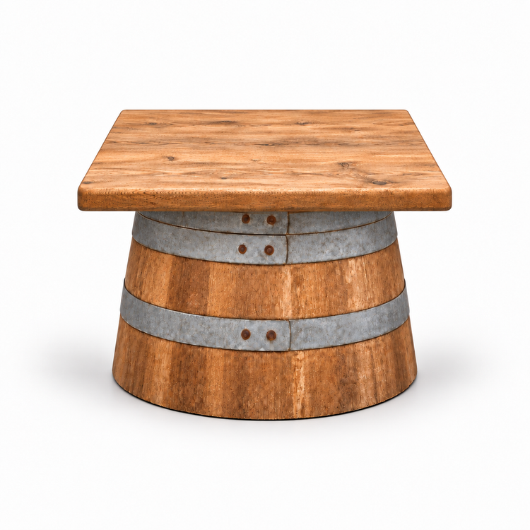 Round Wine Barrel Table with Handmade Barrel Stools