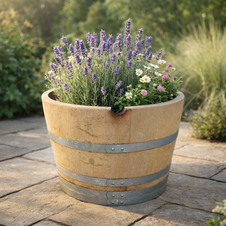 Genuine French Oak Wine Barrel Planters