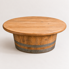 Round Wine Barrel Table with Handmade Barrel Stools