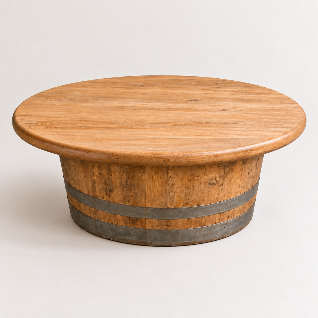 
                      
                        Round Wine Barrel Table with Handmade Barrel Stools
                      
                    