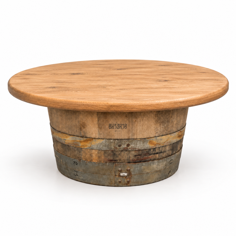 Round Wine Barrel Table with Handmade Barrel Stools