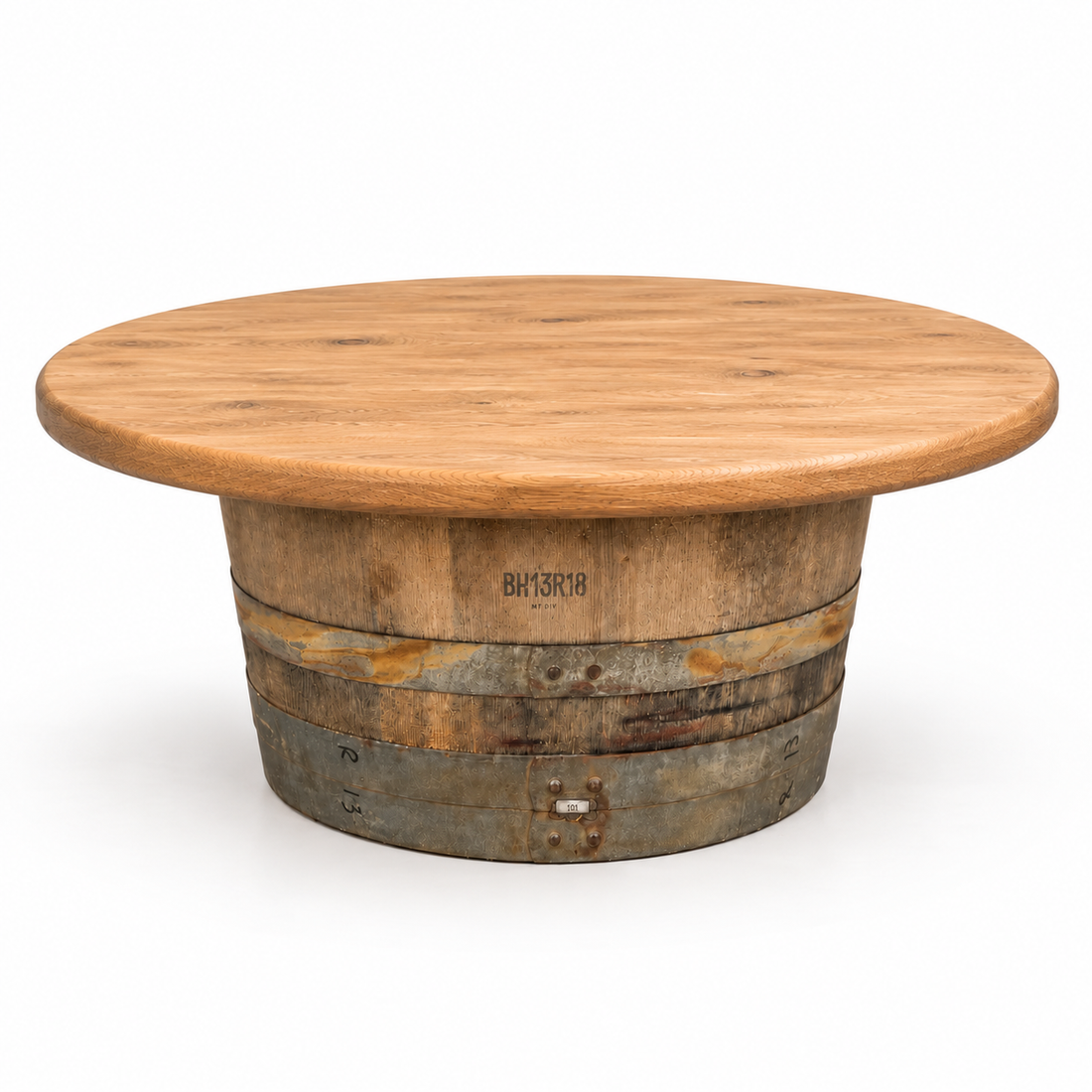 
                      
                        Round Wine Barrel Table with Handmade Barrel Stools
                      
                    